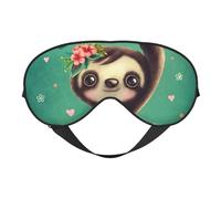 WSHFFILO Niedliche Faultier-bedruckte doppelseitige weiche Verdunkelungs-Augenmaske, Schlafhilfe, Augenmaske, Reise-Augenmaske