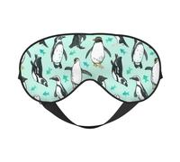 WSHFFILO Niedliche Pinguine bedruckte doppelseitige weiche Verdunkelungs-Augenmaske Einschlafhilfe Augenmaske Reiseaugenmaske