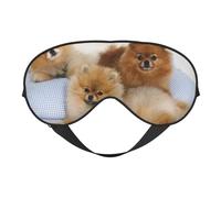 WSHFFILO Niedliche pommersche bedruckte doppelseitige weiche Verdunkelungs-Augenmaske, Schlafhilfe, Augenmaske, Reise-Augenmaske