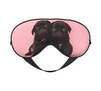 WSHFFILO Niedliche schwarze Mops-bedruckte doppelseitige weiche Verdunkelungs-Augenmaske, Schlafhilfe, Augenmaske, Reise-Augenmaske