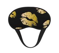 WSHFFILO Schlafmaske mit goldfarbenen Lippen, bedruckt, für Reisen