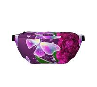 WSHFFILO Schöne lila Umhängetasche mit Schmetterlings-Blumendruck, lässige Brusttasche