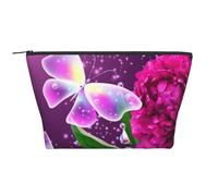 WSHFFILO Schöne, violette Aufbewahrungstasche mit Schmetterlings-Blumendruck, für den täglichen Gebrauch, Make-up-Tasche, Reise-Kulturbeutel, Kosmetiktasche, Schwarz , Einheitsgröße