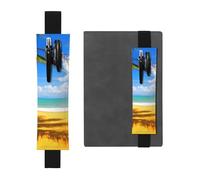 WSHFFILO Stifteetui aus Leder, Motiv: Sonnenuntergang Palme, bedrucktes Lesezeichen, Federmäppchen, Schwarz , Einheitsgröße, Münztasche