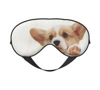 WSHFFILO Süße Corgi bedruckte doppelseitige weiche Verdunkelungs-Augenmaske, Einschlafhilfe, Augenmaske, Reise-Augenmaske