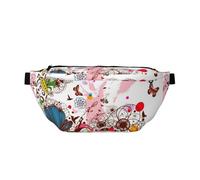 WSHFFILO Umhängetasche mit buntem Blumen- und Schmetterlings-Aufdruck, lässige Brusttasche