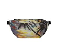 WSHFFILO Umhängetasche mit tropischem Sonnenuntergang bedruckt, lässige Brusttasche