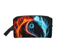 WSHFFILO Water and Fire Tai Chi bedruckte Aufbewahrungstasche, Make-up-Tasche, Reise-Kulturbeutel, weiß, Einheitsgröße