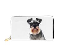 WSHFFILO Well-Behaved Schnauzer bedruckte Ledergeldbörse lange Clutch tragbare Reisebrieftasche, Schwarz , Einheitsgröße