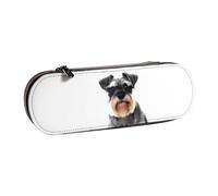 WSHFFILO Well-Behaved Schnauzer bedrucktes Leder-Federmäppchen, tragbare Schreibwaren-Tasche