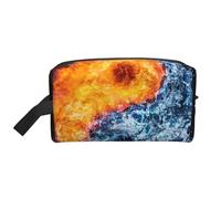 WSHFFILO Yin Yang Feuer, wasserbedruckte Aufbewahrungstasche, Make-up-Tasche, Reise-Kulturbeutel, weiß, Einheitsgröße