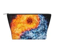 WSHFFILO Yin Yang Feuer, wasserbedruckte tägliche Aufbewahrungstasche, Make-up-Tasche, Reise-Kulturbeutel, Kosmetiktasche, Schwarz , Einheitsgröße