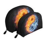 WSHFFILO Yin Yang Feuer, wasserbedruckte tragbare Tasche, Clutch, Make-up-Tasche, weiß, Einheitsgröße