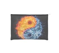 WSHFFILO Yin Yang Feuer, wasserbedrucktes Papier, wiederverwendbare Kosmetiktasche, Make-up-Tasche, Reise-Kulturbeutel