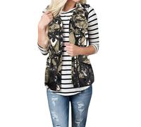 WSLCN Damen Weste Winter Frühling Weste Warm Mantel Reißverschluss ärmellos leicht warm Outdoor Jacke mit Taschen Gr. M/L, Graffiti-Tarnmuster.