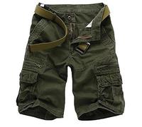 WSLCN Herren Shorts Baumwolle Retro Baggy Cargo Shorts Bermuda Outdoor Casual Combat Shorts Hose Gr. 38W, grün