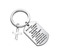 WSNANG Christliches Geschenk Jeremia 29:11 Schlüsselanhänger I Know The Plans I Have for You Schlüsselanhänger religiöser Schmuck christliche Fans, silber