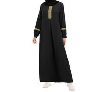 WSPLYSPJY Abaya mit Reißverschluss, bedruckt, für Frauen, muslimische mit Hijab, Mädchen, islamisches Kleid, Übergröße, Gebetskleidung, Schwarz, Small