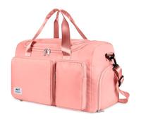 WT Faltbare Reisetasche Sporttasche, 35L Gepäcktasche Große Weekender Urlaubstasche Trainingstasche Handtasche Wasserdicht Sauna Gym Shopping Bag für Herren Damen mit Gepäckanhänger(Rosa)