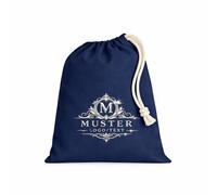 wt24print Baumwollbeutel mit Kordelzug personalisierbar mit Logo oder Text, XXS, Navy