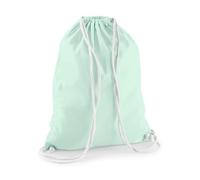 wt24print Cotton Gymsac Baumwoll Turnbeutel mit Kordelzug-Verschluss in vielen Farben | 100x Pastel Mint/White