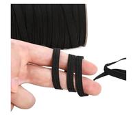 WTAXBH Elastisches Band Elastisches Nähband, 10 Meter/Set, 3/4/5/6/8/10 mm, weiß/schwarz, flaches Gummi-Taillen-Stretch-Seilband(Black,Width 5mm 10Meters)