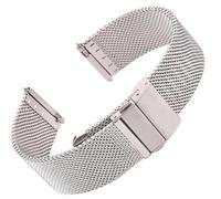 WTAXBH Metallarmband Edelstahlgewebe Milanese Loop Armband Uhrenarmband Silber Schwarz 4 3 Riemen Faltschließe 16 18mm 20mm 22mm