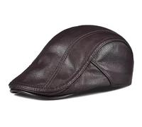 WTAXBH Schiebermütze Herren New Genuine Leather Windproof Duckbill Berets Man Cap Cowhide Gorras Black Ear Protection Casquette Hats for Male Drake Boina(Brown,XXL59-60cm)