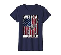 WTF ist EIN Kilometer 4. Juli Skelett Lustig Cringey USA Meme T-Shirt, Damen, Marineblau, S