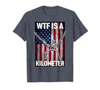 WTF ist EIN Kilometer 4. Juli Skelett Lustig Cringey USA Meme T-Shirt, Herren, Blau Meliert, XXL