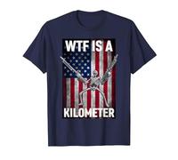 WTF ist EIN Kilometer 4. Juli Skelett Lustig Cringey USA Meme T-Shirt, Herren, Marineblau, L