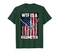 WTF ist EIN Kilometer 4. Juli Skelett Lustig Cringey USA Meme T-Shirt, Herren, Waldgrün, S