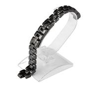 WTNZBAEM Damen-Armband aus Keramik, weiß und schwarz, 6 mm, 7,5, glatte konvexe Öffnung, Faltschließe, Armband, kompatibel mit der Chan-EL J12-Uhr(Black,16x6mm)