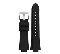 WTNZBAEM Gummi-Armband kompatibel mit Oris Aquis 7330 7740 Serie 24 x 11 mm 12 konvexes Armband Schwarz Blau(Black Yellow)
