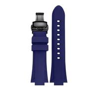 WTNZBAEM Gummi-Armband kompatibel mit Oris Aquis 7330 7740 Serie 24 x 11 mm 12 konvexes Armband Schwarz Blau(Black Green)