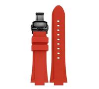 WTNZBAEM Gummi-Armband kompatibel mit Oris Aquis 7330 7740 Serie 24 x 11 mm 12 konvexes Armband Schwarz Blau(Silver white)