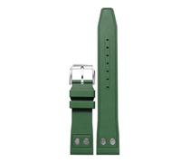 WTNZBAEM Kompatibel mit IWC Strap Big Pilot Portofino Uhr Band Nieten Männer Fluorkautschuk Armband Metall Schnalle 20mm 21mm 22mm Straps(Green pin silver,20mm)