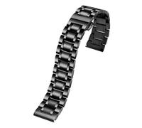 WTNZBAEM Kompatibel mit Seiko Citizen Casio, flaches, gebogenes Edelstahlarmband for Herren, 18 mm, 20, 22, 24, Metallarmband, Uhrenkette(Black,15mm)
