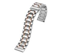 WTNZBAEM Kompatibel mit Seiko Citizen Casio, flaches, gebogenes Edelstahlarmband for Herren, 18 mm, 20, 22, 24, Metallarmband, Uhrenkette(Silvey-Rose gold,15mm)