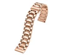 WTNZBAEM Kompatibel mit Seiko Citizen Casio, flaches, gebogenes Edelstahlarmband for Herren, 18 mm, 20, 22, 24, Metallarmband, Uhrenkette(Rose gold,18mm)