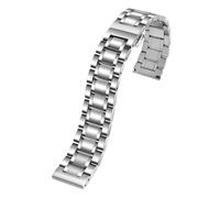 WTNZBAEM Kompatibel mit Seiko Citizen Casio, flaches, gebogenes Edelstahlarmband for Herren, 18 mm, 20, 22, 24, Metallarmband, Uhrenkette(Silvery,20mm)