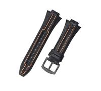 WTNZBAEM Rindslederarmband kompatibel mit Seiko SNL017 029P2/021P1 SNA595 7L22-0AE0 Sportura Series Armband 27 x 15 mm(Black orange-black)