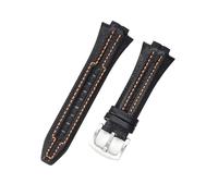 WTNZBAEM Rindslederarmband kompatibel mit Seiko SNL017 029P2/021P1 SNA595 7L22-0AE0 Sportura Series Armband 27 x 15 mm(Black orange-silver)