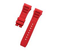 WTNZBAEM Weiches, buntes, 25 mm x 20 mm großes, wasserdichtes Armband aus Naturkautschuk, kompatibel mit dem Uhrenarmband von Richard Mille(Red,25mm No buckle)