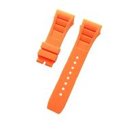 WTNZBAEM Weiches, buntes, 25 mm x 20 mm großes, wasserdichtes Armband aus Naturkautschuk, kompatibel mit dem Uhrenarmband von Richard Mille(Orange,25mm Silver buckle)