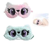 WUBAYI 2 Stück Schlafmaske Schlafmaske für Reisen Schlafbrille mit Cartoon Weich Augenmaske für Erwachsene Kinder Flauschig Schlafschutz 3D Süße Augenbinde Schlafmaske für Reisen Nickerchen