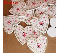 Wudaizhi 25pcs Niedliche Weihnachts -weihnachtsdekoration Näherbuch Handwerk Holzknöpfe Herzform Herzform