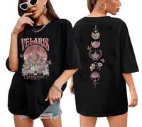 Wudlads Acotar Night Court T-Shirt Frauen Velaris City of Starlight T-Shirt Nachtbahn Grafik T-Shirt übergroße Kurzarm Tops, Schwarz-2, M