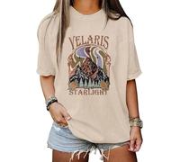 Wudlads Acotar Night Court T-Shirt für Damen, Velaris, City of Starlight, Shirt, Buchliebhaber, T-Shirt, übergroß, kurzärmelig, Beige, Mittel