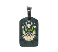 Wütende Kuh Schwarzer Stier Kofferanhänger mit Adressschild Lustig Leder Gepäckanhänger ID Etikett mit Namenschild für Reise Koffer Tasche(3PACK)